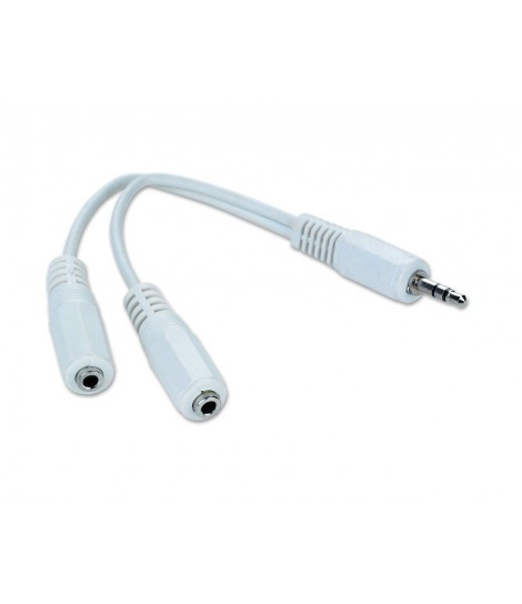 Adapter stereo mini Jack 3,5 mm na 2x 3,5 mm Gembird CCA-415W (0,1 m) Adapter stereo mini Jack 3,5 mm na 2x 3,5 mm Gembird CCA-415W (0,1 m)