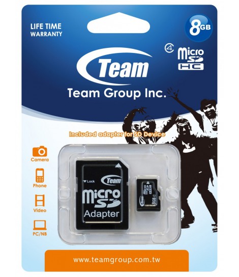 Karta pamięci microSDHC Team Group Class 4 8GB + Adapter SD