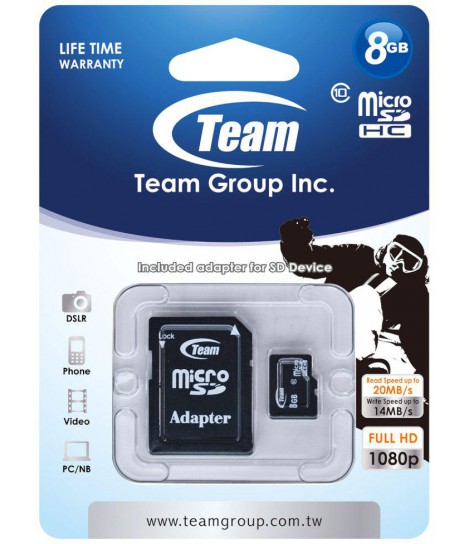Karta pamięci microSDHC Team Group Class 10 8GB + adapterSD