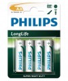 Bateria cynkowo-chlorkowa Philips LongLife R6, typ AA (4 szt.)