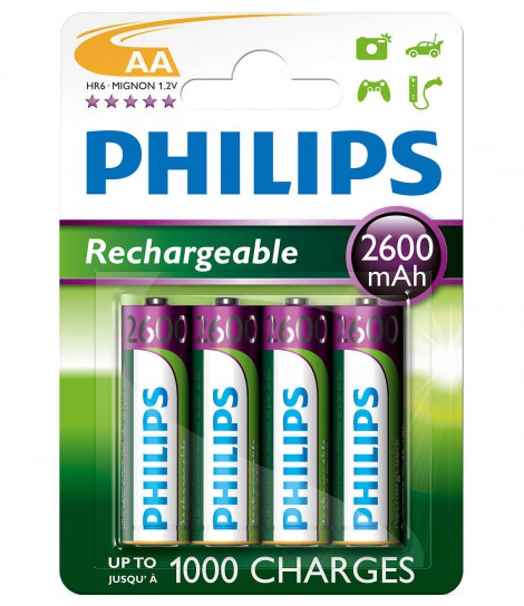 Akumulator niklowo-wodorkowy Philips Rechargeables R6, typ AA (4 szt.)