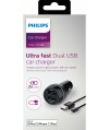 Ładowarka samochodowa USB Philips DLP2357V/10 + kabel USB na Apple Lightning
