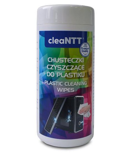 Chusteczki czyszczące cleaNTT CLN0042, nawilżone, do plastiku, 100 szt.