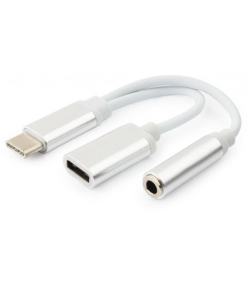 Adapter audio USB-CM do mini Jack 3,5 mm i USB-CF Gembird CCA-UC3.5F-02-W (0,15 m)