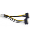 Kabel przedłużacz zasilania kart graficznych PCI-Express 8 pin do 2 x SATA Gembird