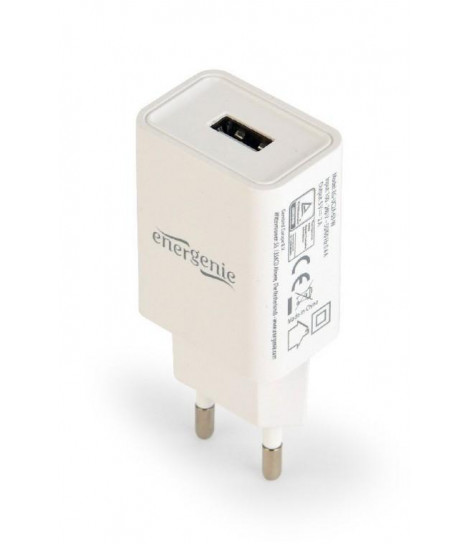 Ładowarka sieciowa Gembird 1 port USB 2.1A (biała)