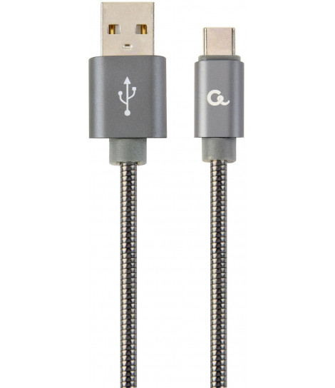 Kabel USB 2.0 - typ C(AM/CM) oplot metalizowany 1m szary Gembird