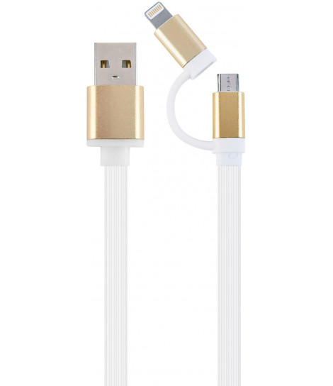 Kabel USB 2.0 combo 2w1 (Lightning, micro USB) Gembird CC-USB2-AM8PmB-1M-GD (1 m)