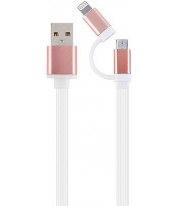 Kabel USB 2.0 combo 2w1 (Lightning, micro USB) Gembird CC-USB2-AM8PmB-1M-PK (1 m)