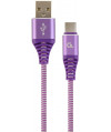 Kabel USB 2.0 - typ C (AM/CM) oplot tekstylny 2m purpurowo-biały Gembird