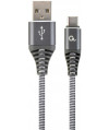 Kabel USB 2.0 - typ C(AM/CM) oplot tekstylny 2m grafitowo-biały Gembird