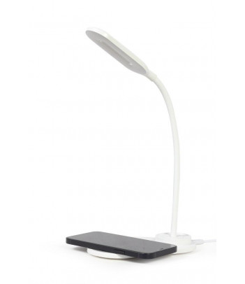 Lampka biurkowa LED z ładowarką bezprzewodową Gembird (biała)