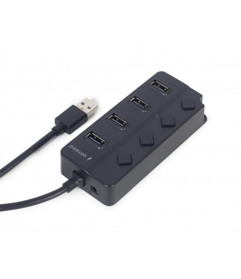 Gembird Hub USB 2.0 4-Portowy z włącznikiem (czarny)