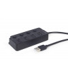 Gembird Hub USB 2.0 4-Portowy z włącznikiem (czarny)