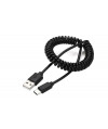 Kabel spiralny USB 2.0 - typ C (AM/CM) 0.6m (czarny)