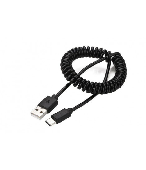Kabel spiralny USB 2.0 - typ C (AM/CM) 1,8m (czarny)
