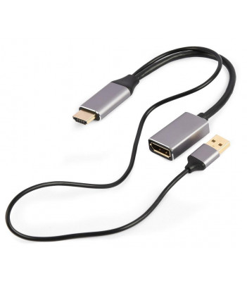 Adapter HDMI męski do DisplayPort żeński + USB-A męski 4K Gembird A-HDMIM-DPF-02