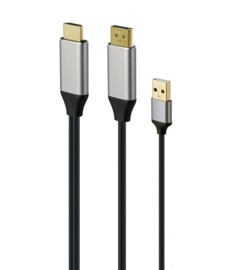 Adapter HDMI męski do DisplayPort męski + USB-A męski 4K Gembird A-HDMIM-DPM-01 czarny