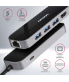 Wieloportowy HUB USB-C 3.2 Gen 1, HDMI + 3x USB-A + LAN(RJ45) + PD 100W Axagon HMC-6GL