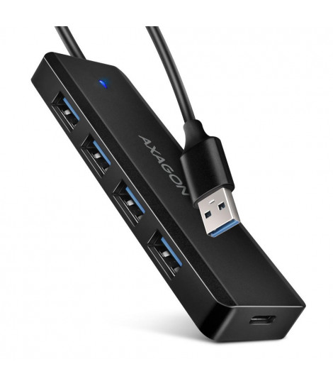 Hub aktywny Axagon HUE-C1A USB-A 3.2 Gen1 do 4x USB-A 3.2 Gen + 1xUSB-C do ładowania czarny