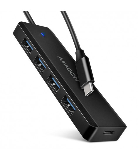 Hub aktywny Axagon HUE-C1C USB-C 3.2 Gen1 do 4x USB-A 3.2 Gen + 1xUSB-C do ładowania czarny