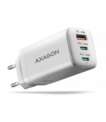Ładowarka sieciowa GaN Axagon ACU-DPQ65W 1xUSB-A + 2x USB-C 65W biała