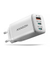 Ładowarka sieciowa GaN Axagon ACU-DPQ65W 1xUSB-A + 2x USB-C 65W biała