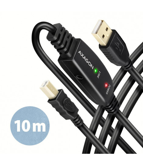 Aktywny kabel połączeniowy/wzmacniacz USB 2.0 A-M -&gt, B-M 10 m czarny Axagon