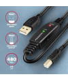 Aktywny kabel połączeniowy/wzmacniacz USB 2.0 A-M -&gt, B-M 10 m czarny Axagon