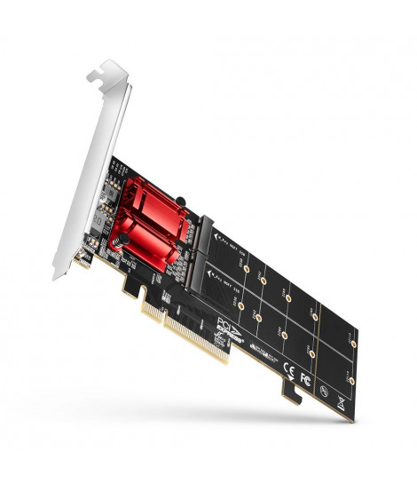 Adapter wewnętrzny Axagon PCEM2-ND PCIe x8 do 2x SSD M.2 NVMe M-key RAID do 110mm