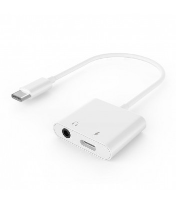 Adapter audio mini Jack żeński 3.5mm i USB-C męski do USB-CM biały Gembird